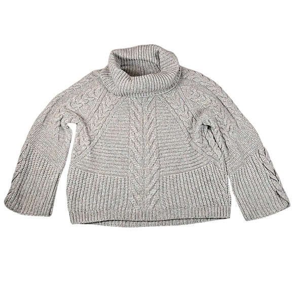 Express Women's Knit Multi Colored Turtleneck Fisherman XL Cottagecore Sweater - Picture 2 of 11